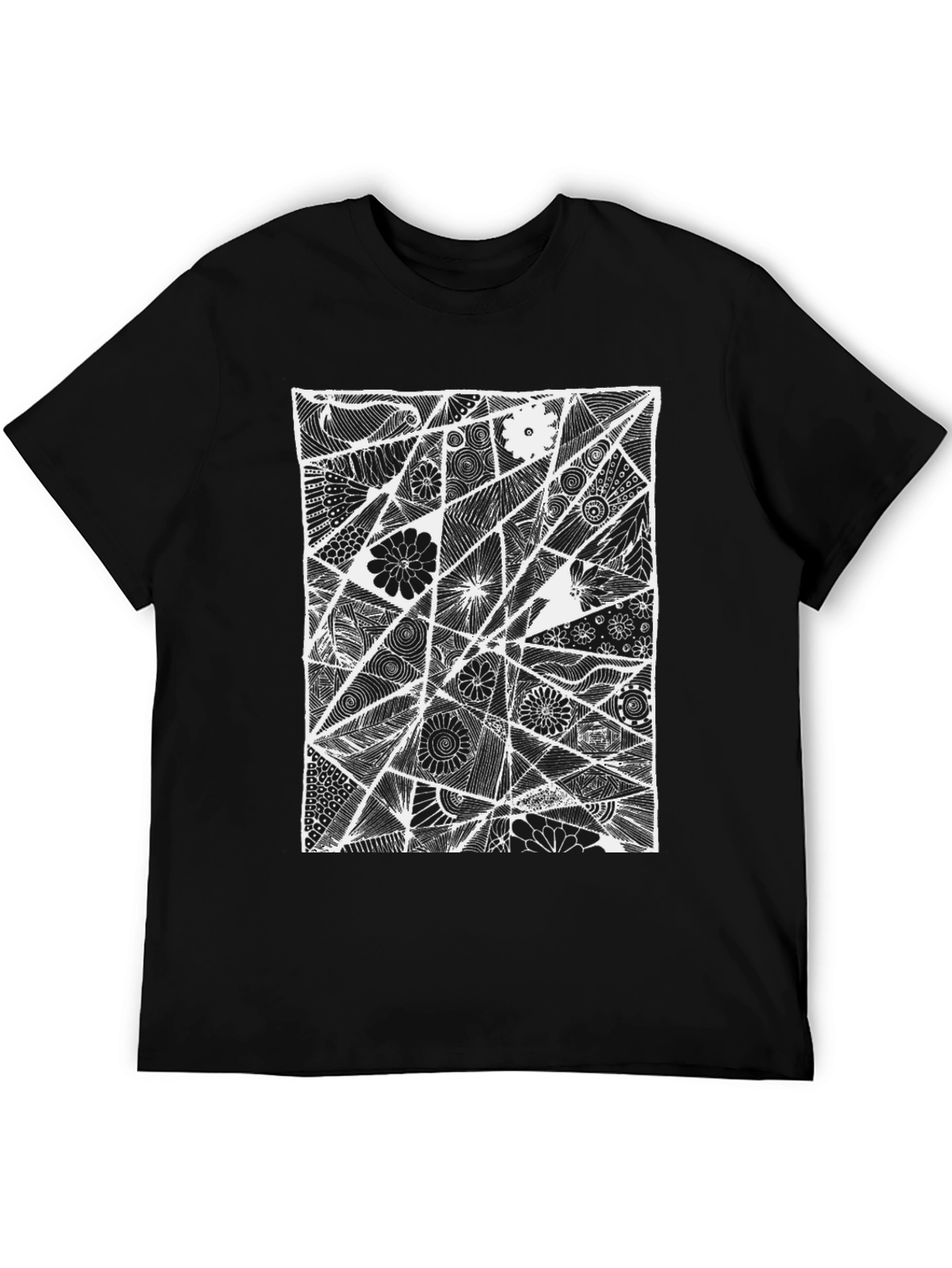 Black Abstract Floral Black T-Shirt view 5