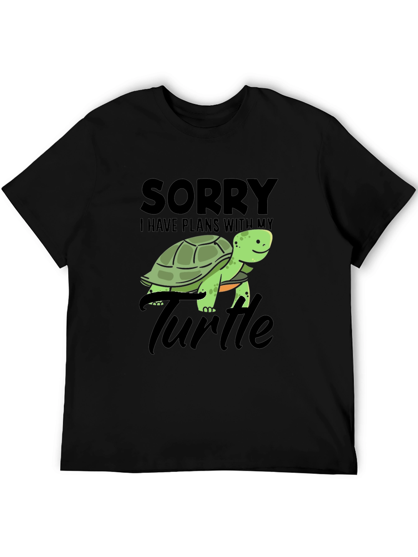 Black Sorry I Have Plans With My Turtle T-Shirt view 5