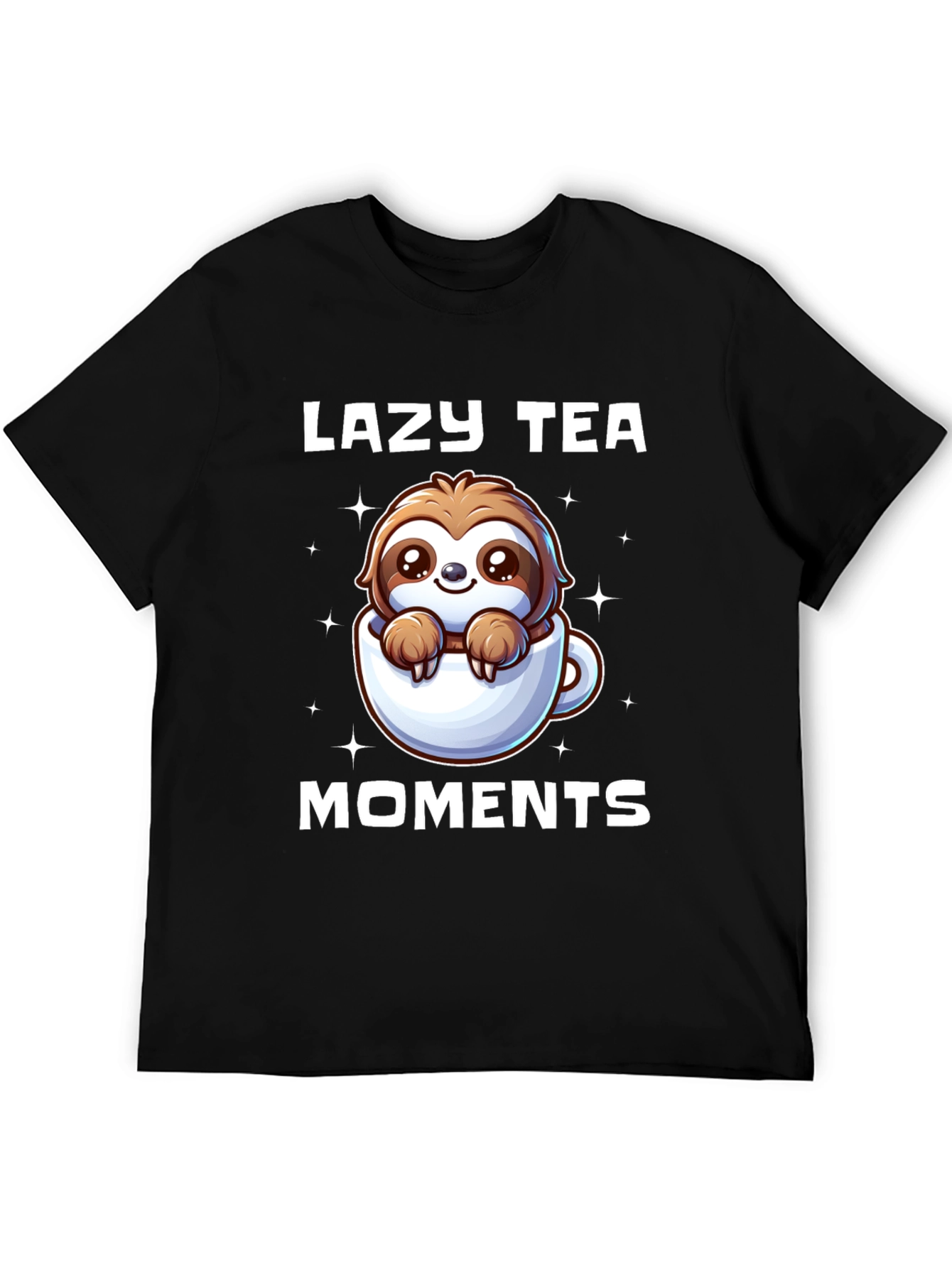 Black Lazy Tea Moments Sloth T-Shirt - Cute & Comfy view 5