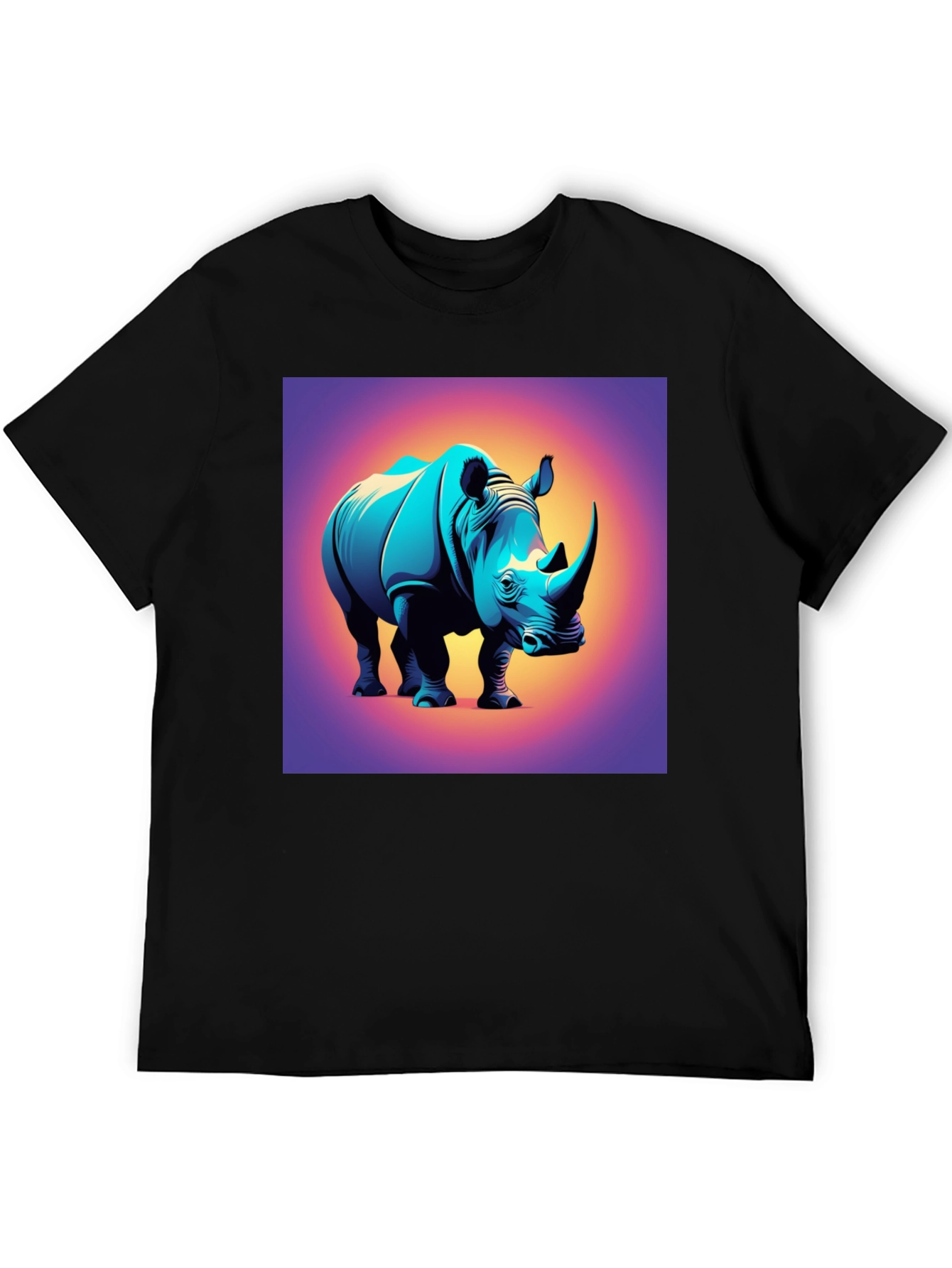 Black Rhino Graphic Tee - Bold Animal Print T-Shirt view 5