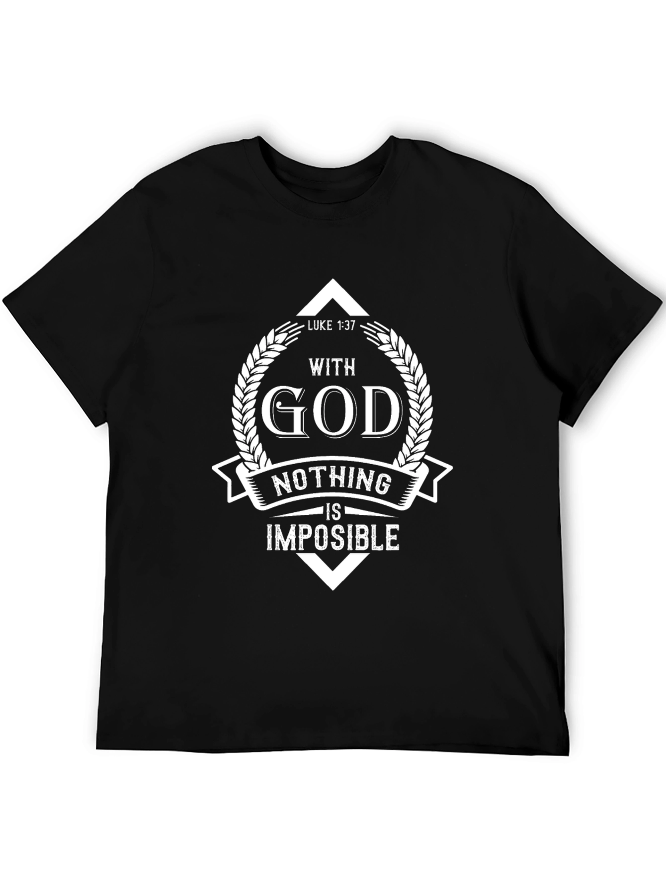 Black Faith-Inspired T-Shirt: With God Nothing Is Impossible view 5