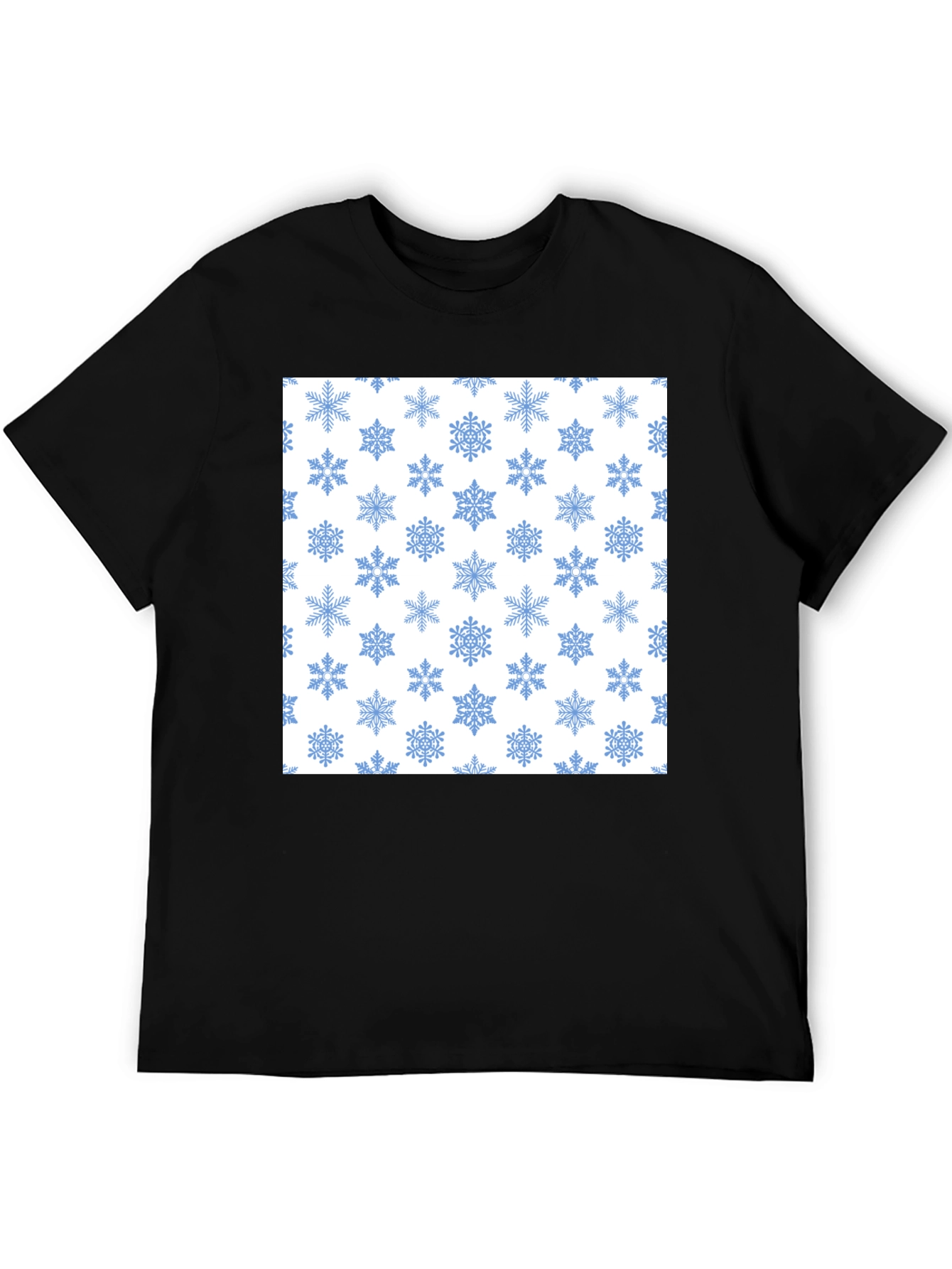 Black Snowflake Pattern Tee - Winter Holiday Style view 5