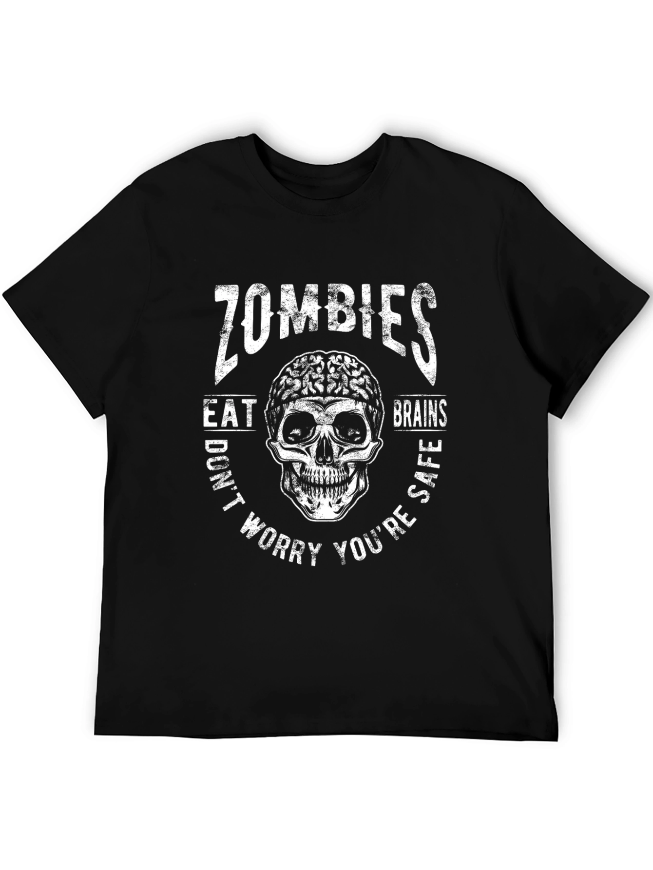 Black Zombie Brains T-Shirt - Don't Worry You're Safe! view 5