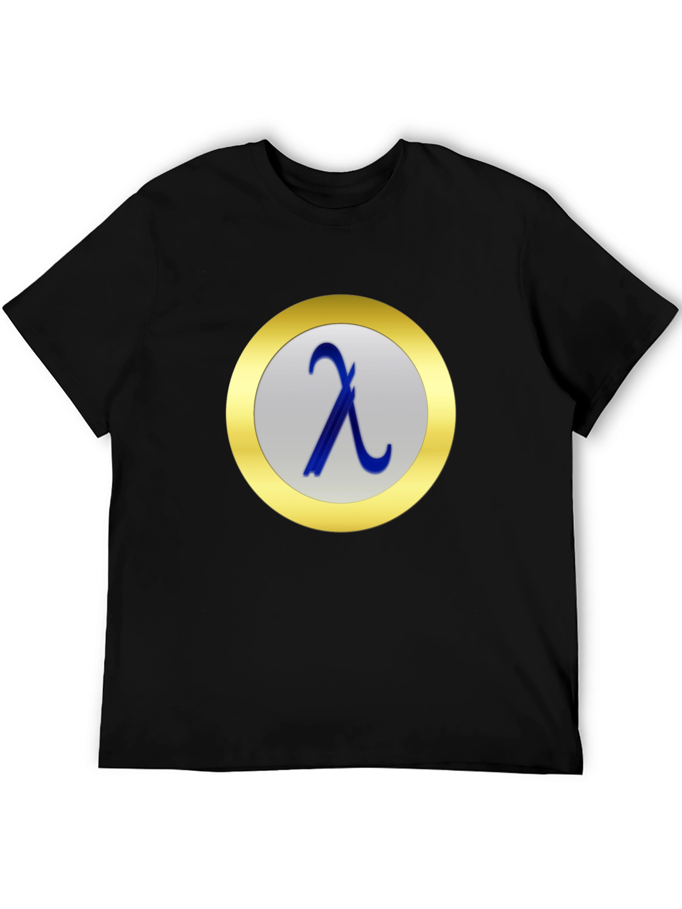 Black Lambda Symbol T-Shirt - Black Casual Tee view 5