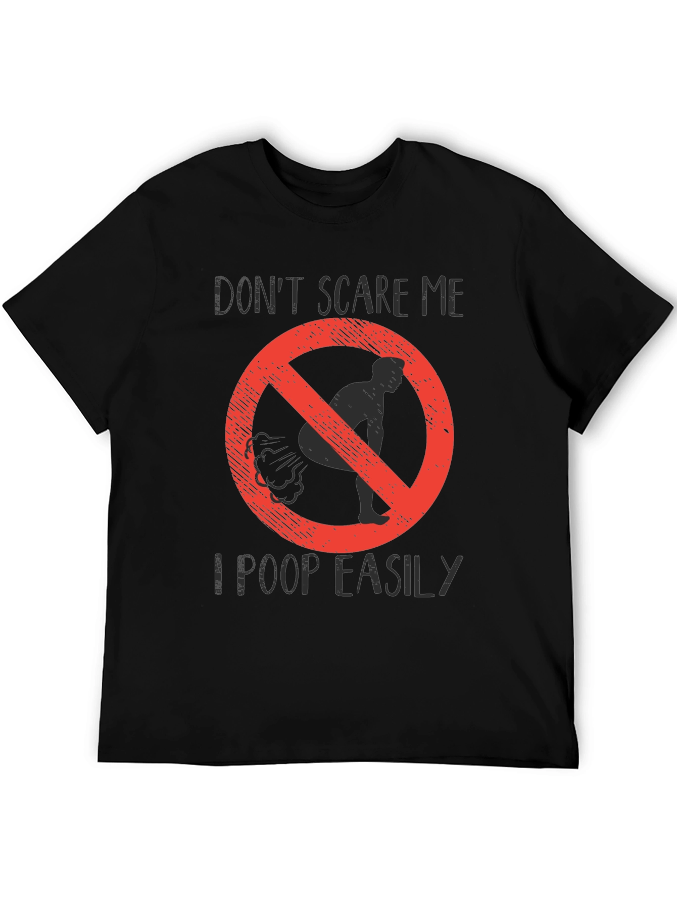 Black Funny "Don't Scare Me" Poop Graphic Tee view 5