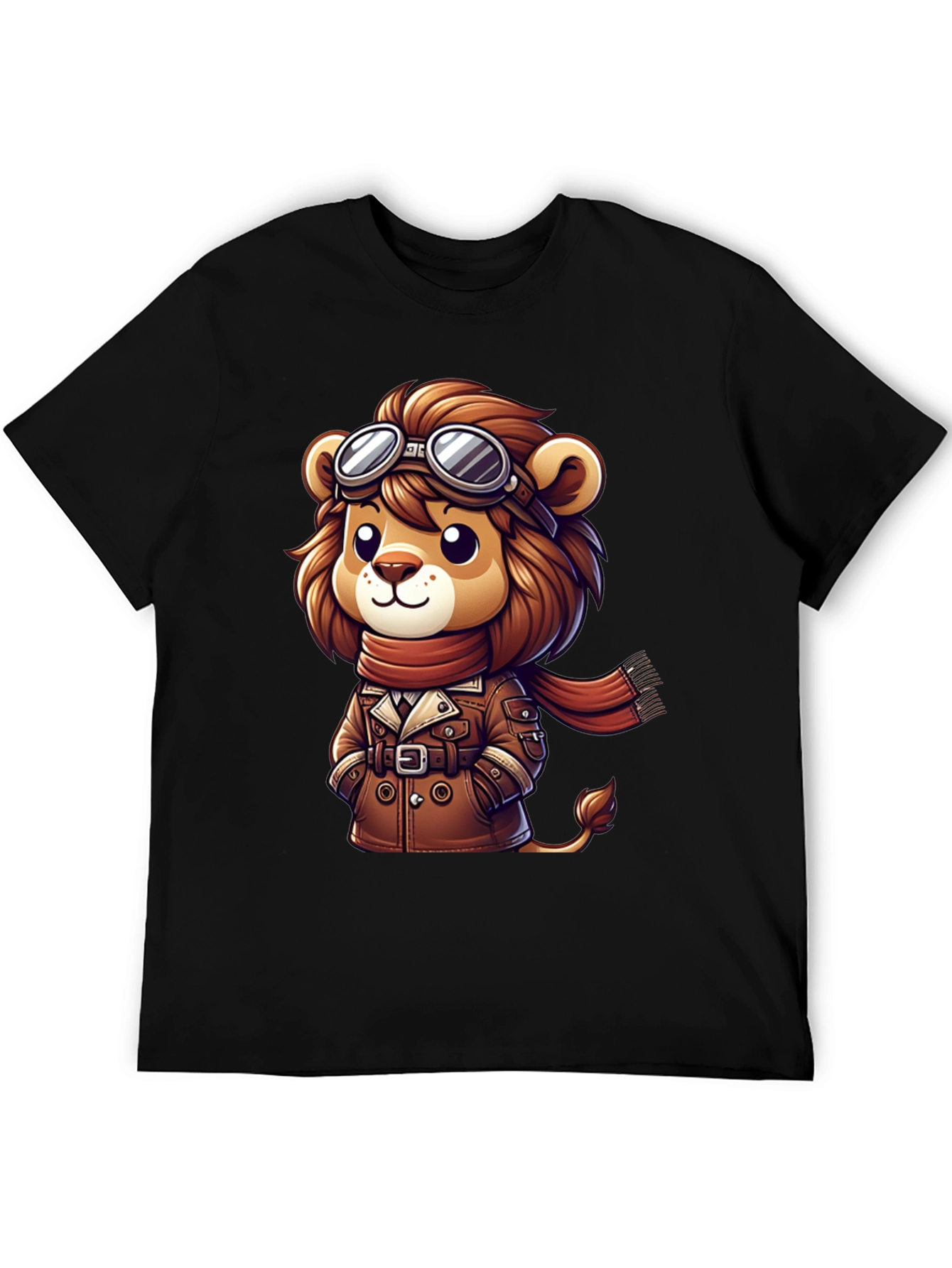 Black Lion Aviator Graphic Tee - Cartoon Style view 5