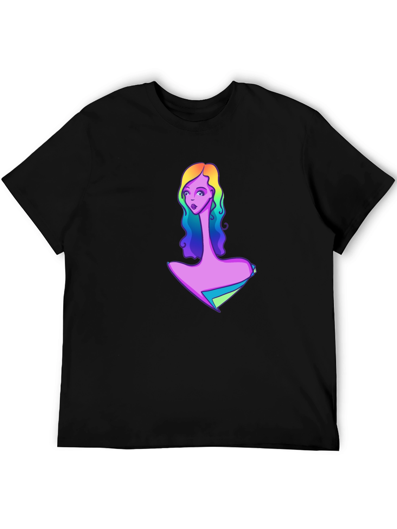 Black Rainbow Girl Graphic Black T-Shirt view 5