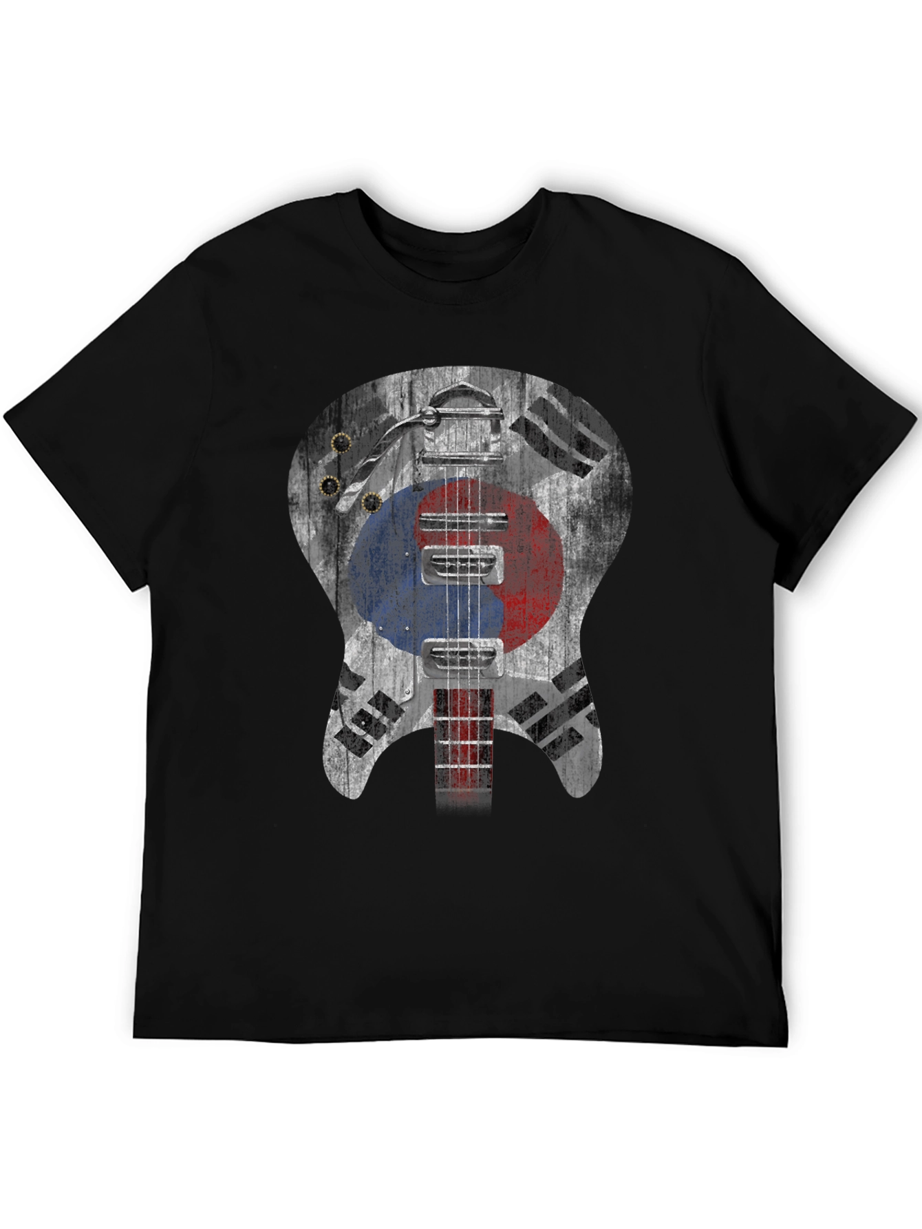 Black Korea Guitar Flag T-Shirt view 5