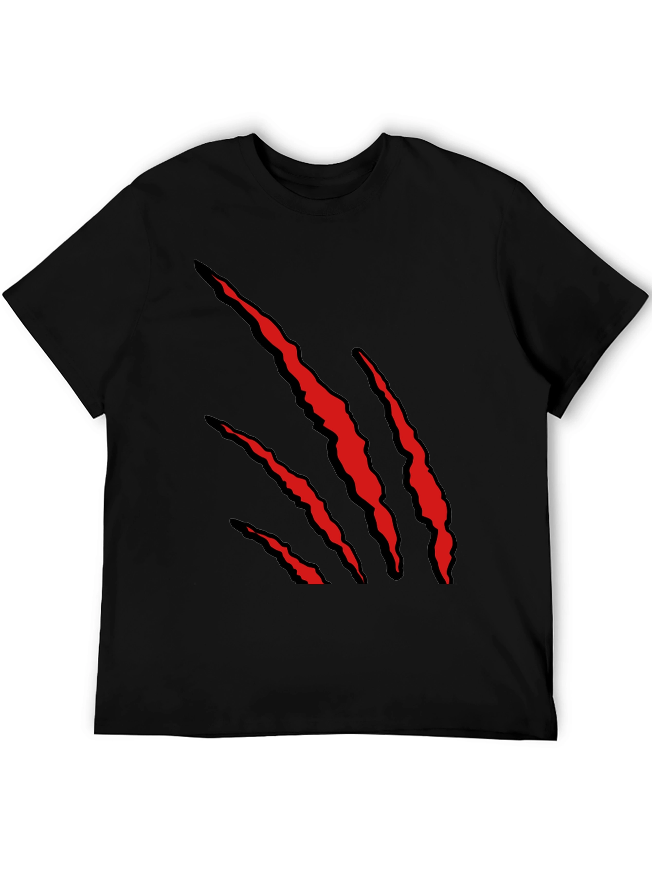 Black Men's Black T-Shirt with Red Claw Graphic view 5