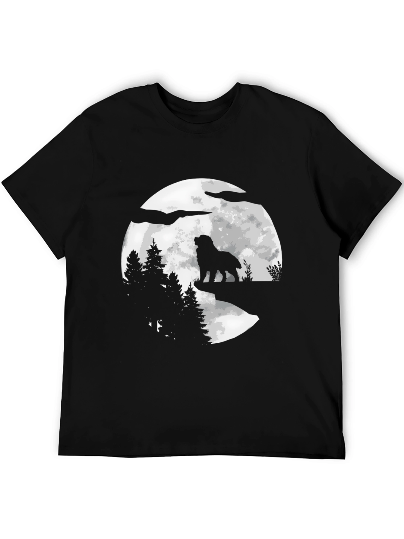 Black Wolf Moon Graphic Tee - Nature Lover's Black T-Shirt view 5