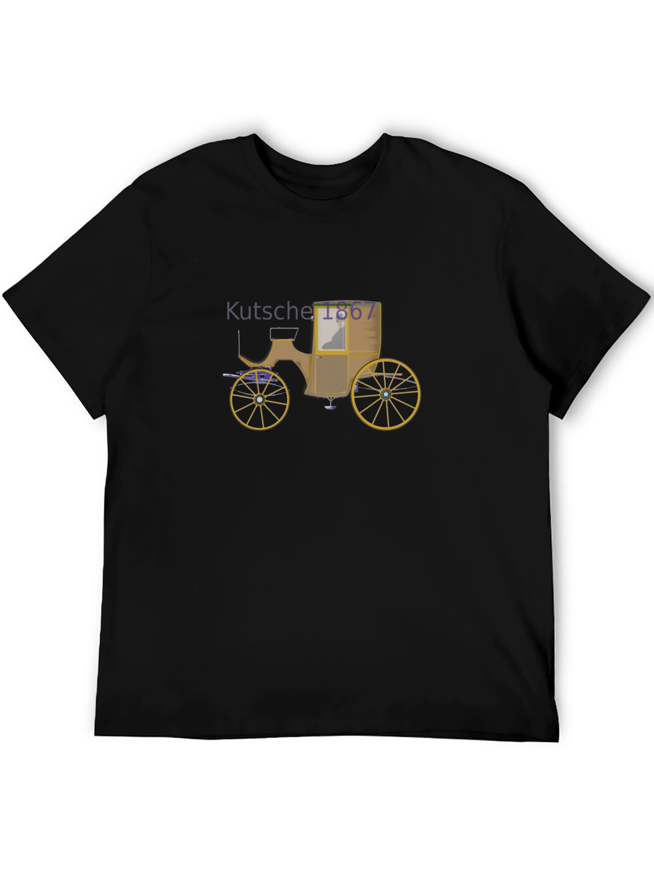 Black Vintage Carriage Graphic Tee - Classic Style view 5