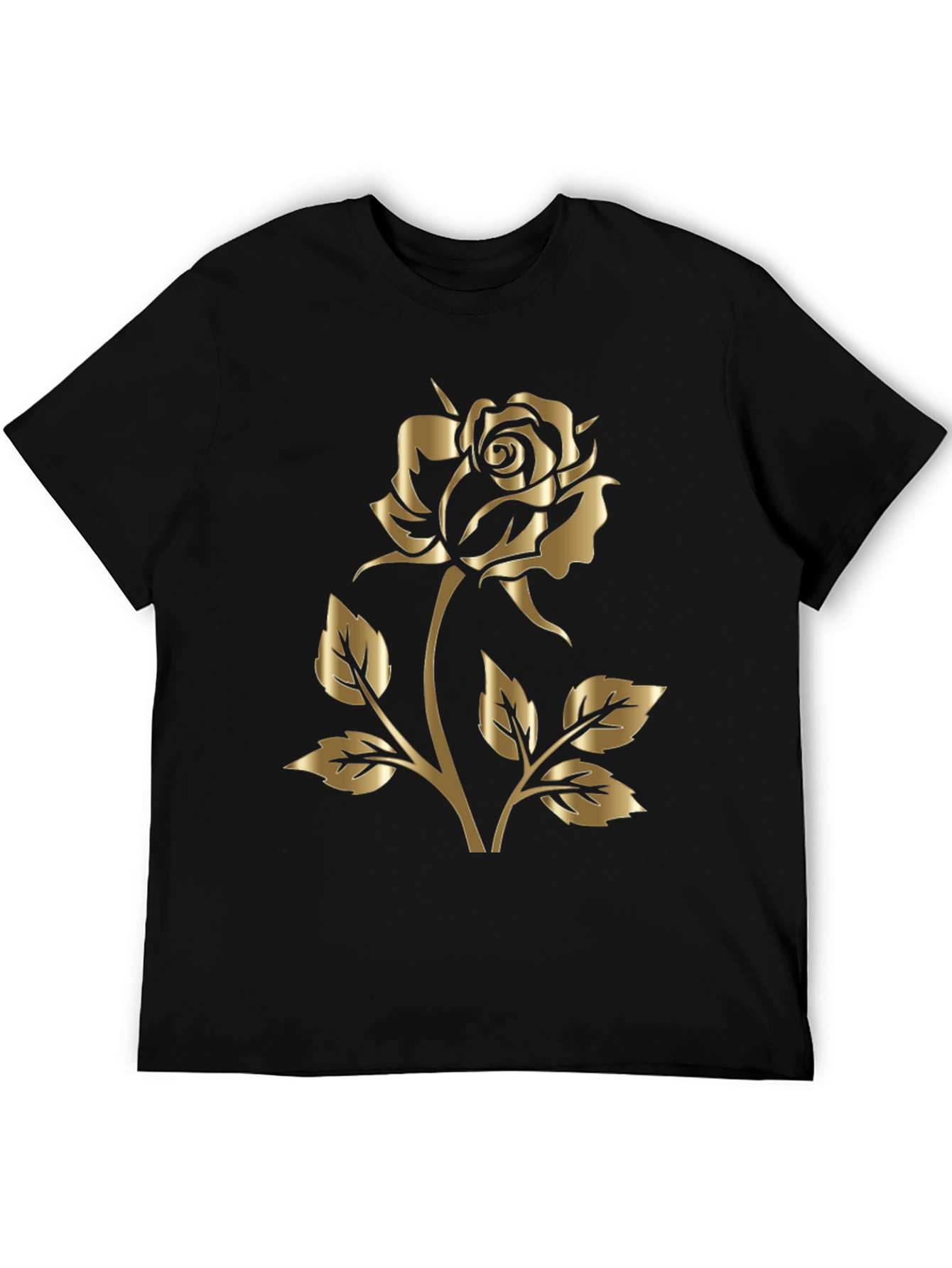 Black Gold Rose Graphic Black T-Shirt view 5