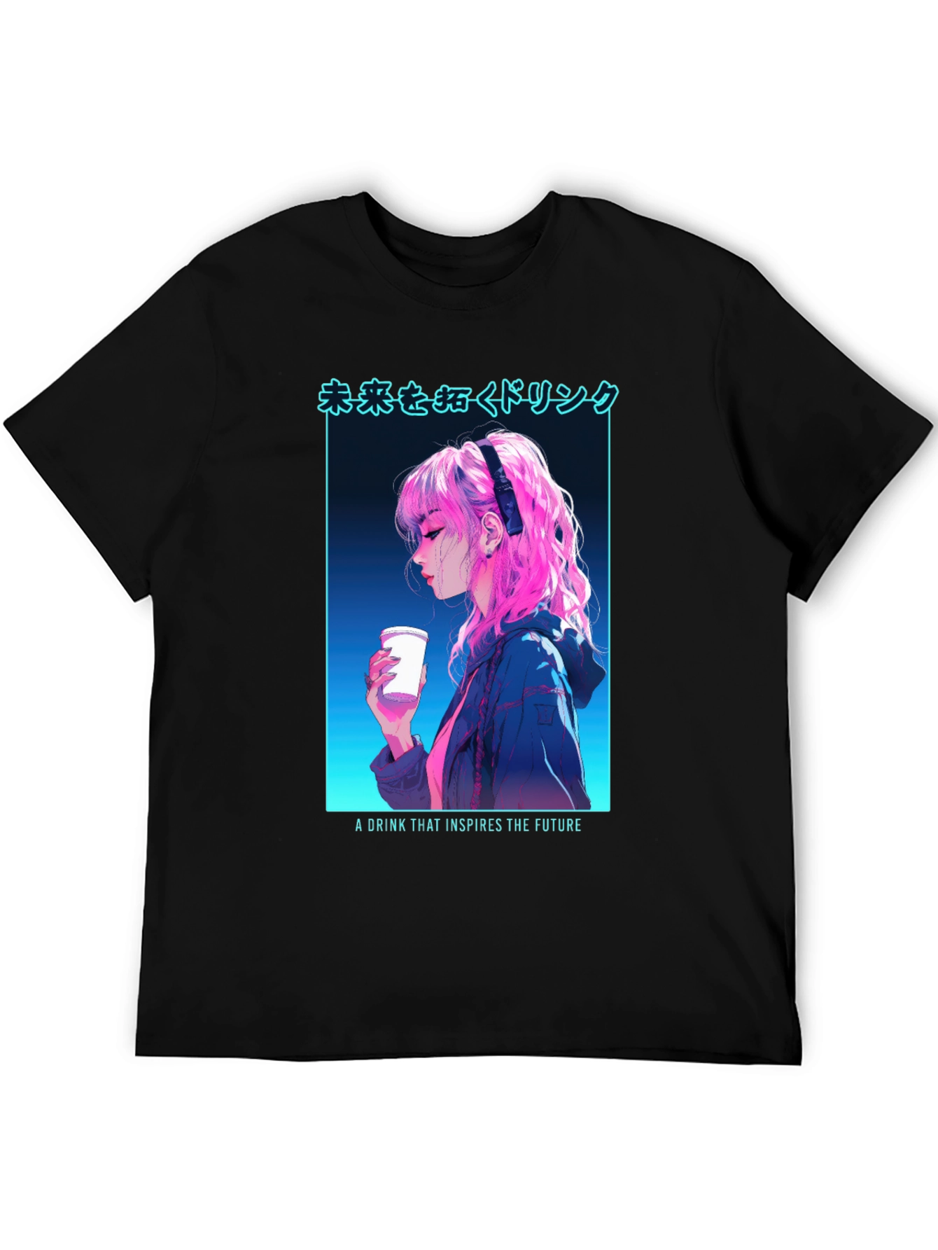 Black Anime Girl Drink T-Shirt - Inspire The Future view 5