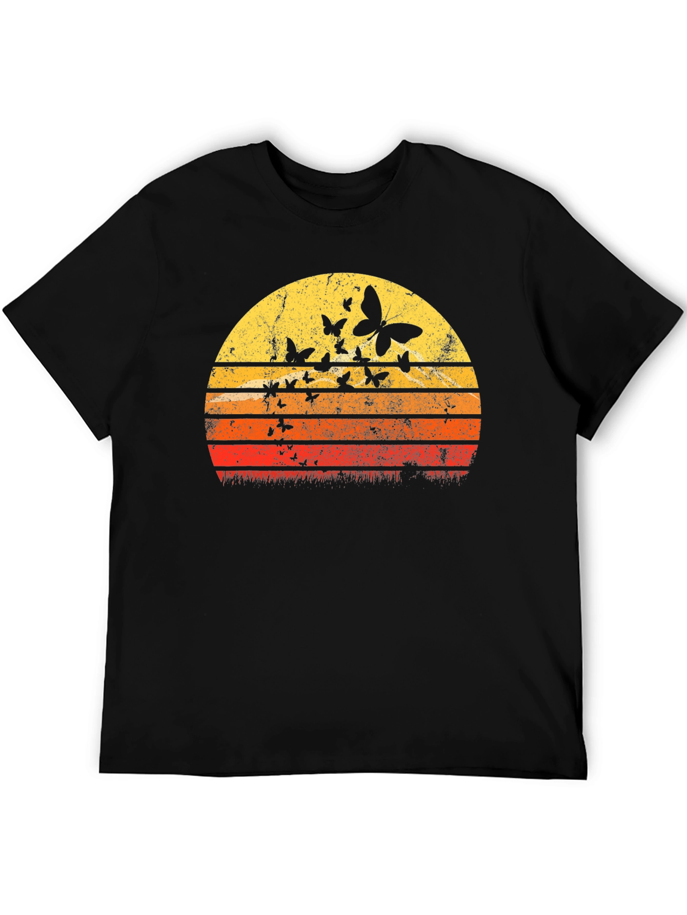 Black Retro Butterfly Sunset Graphic Tee view 5