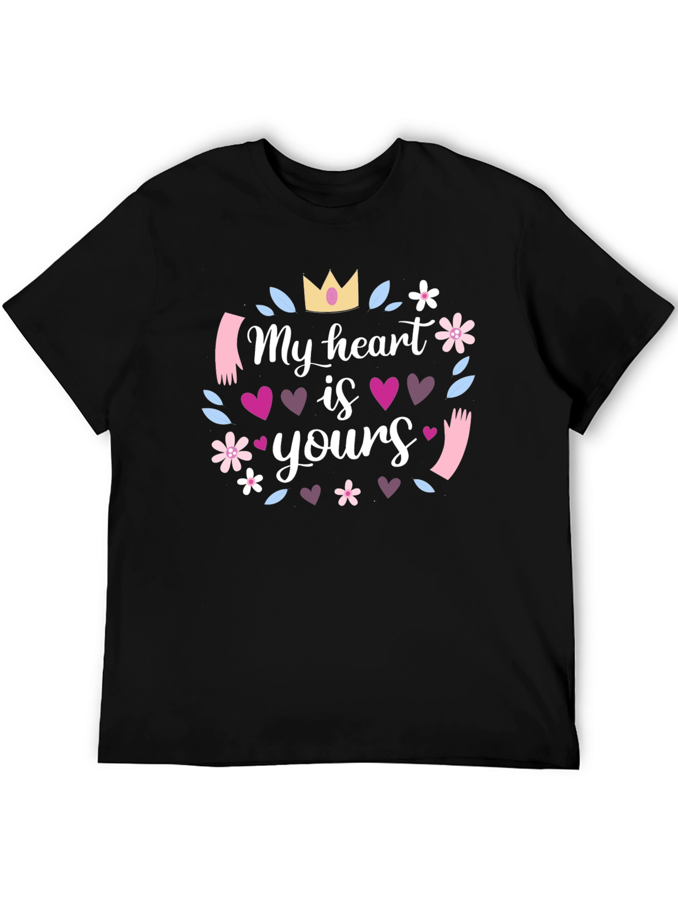 Black My Heart is Yours Graphic Tee - Black Cotton view 5