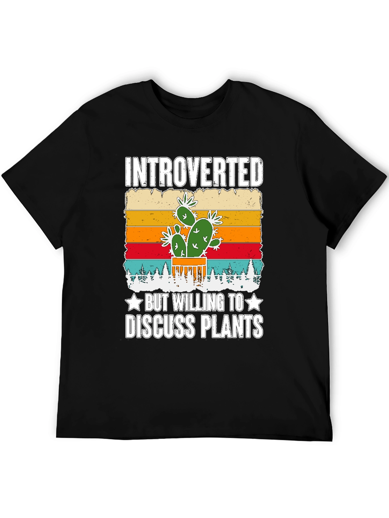 Black Introverted Plant Lover Graphic T-Shirt view 5