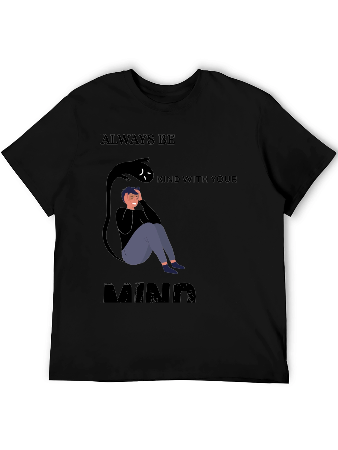 Black Be Kind To Your Mind Black Graphic Tee view 5