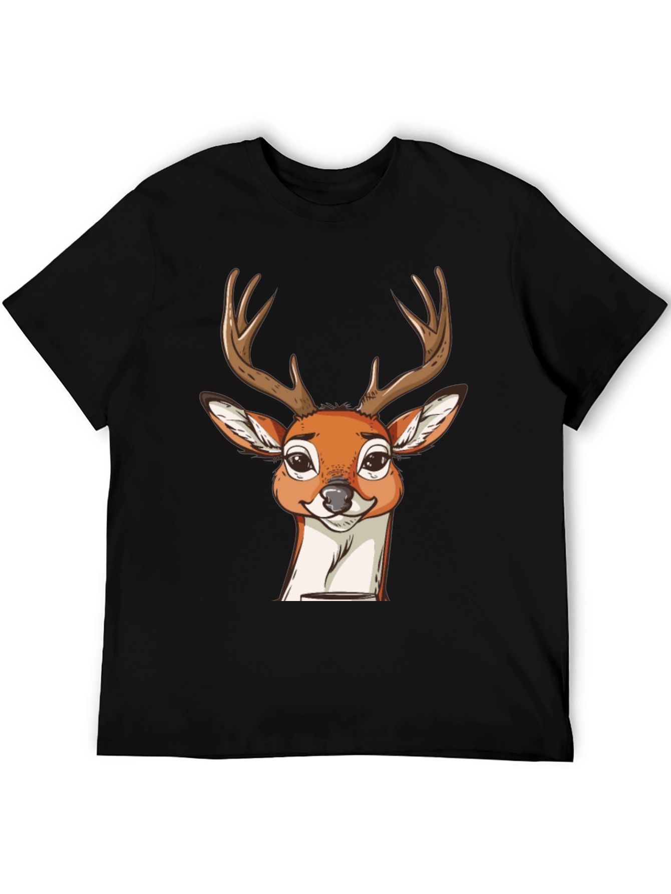Black Deer Graphic T-Shirt - Men's Black Crew Neck Tee view 5