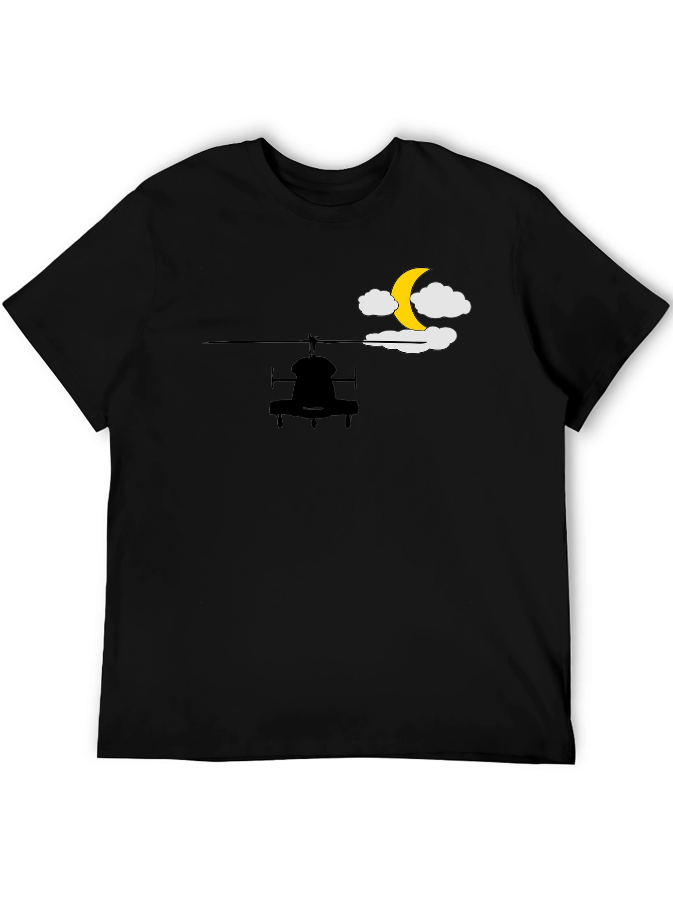 Black Helicopter Moon T-Shirt - Night Flight Design view 5