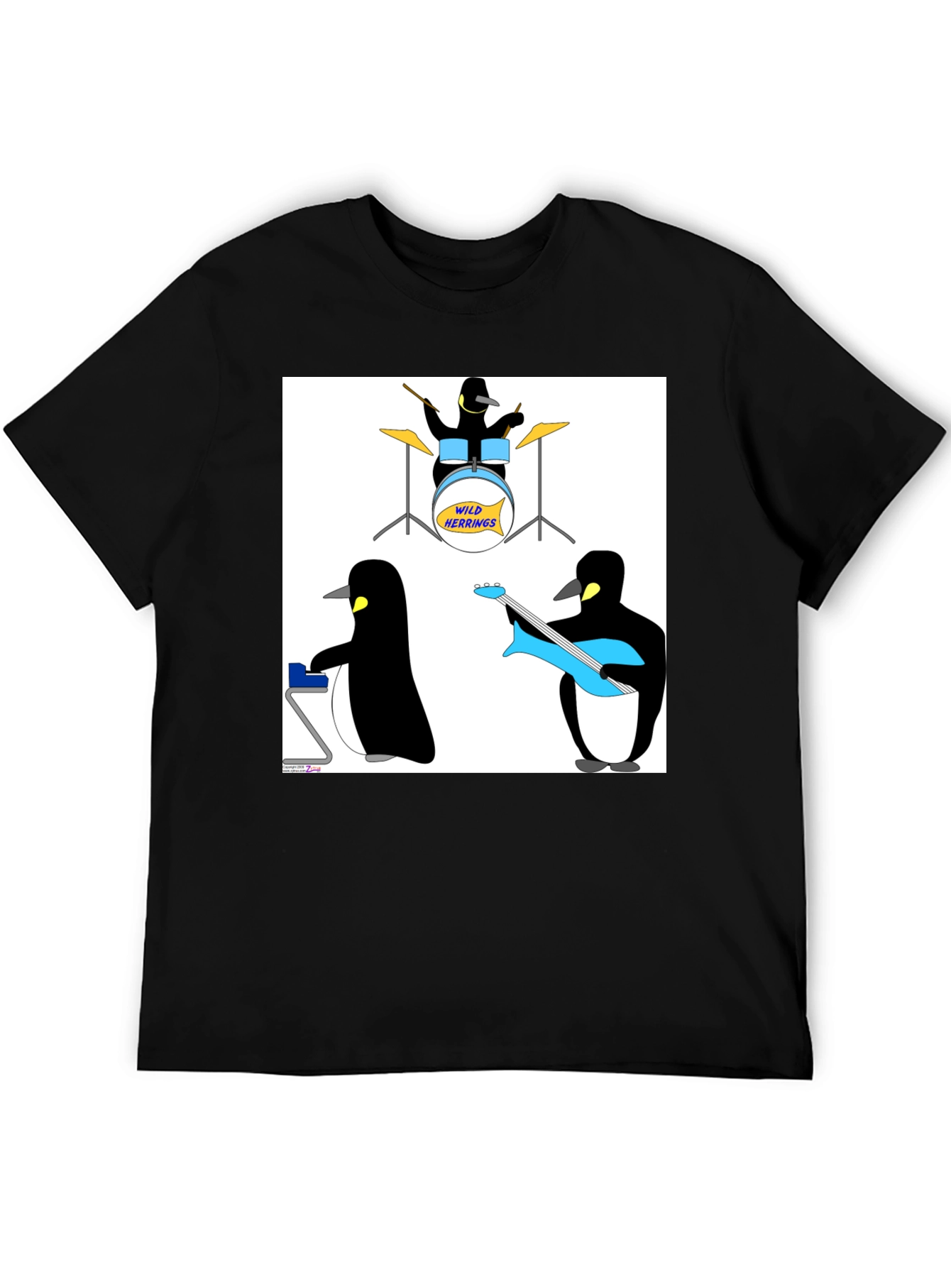 Black Penguin Band Graphic Tee - Black Cotton T-Shirt view 5