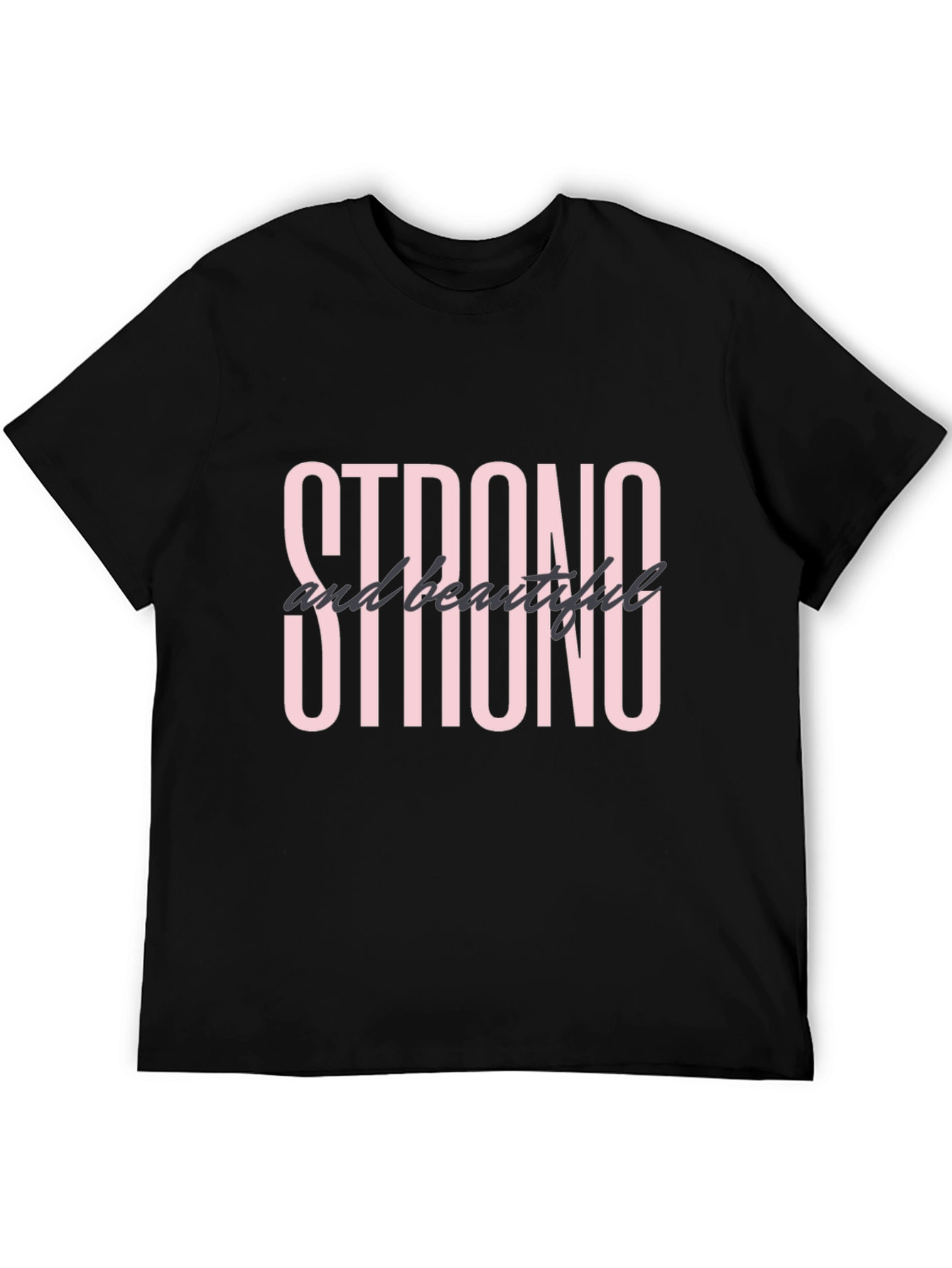 Black Strong & Beautiful Graphic Tee - Black Cotton view 5