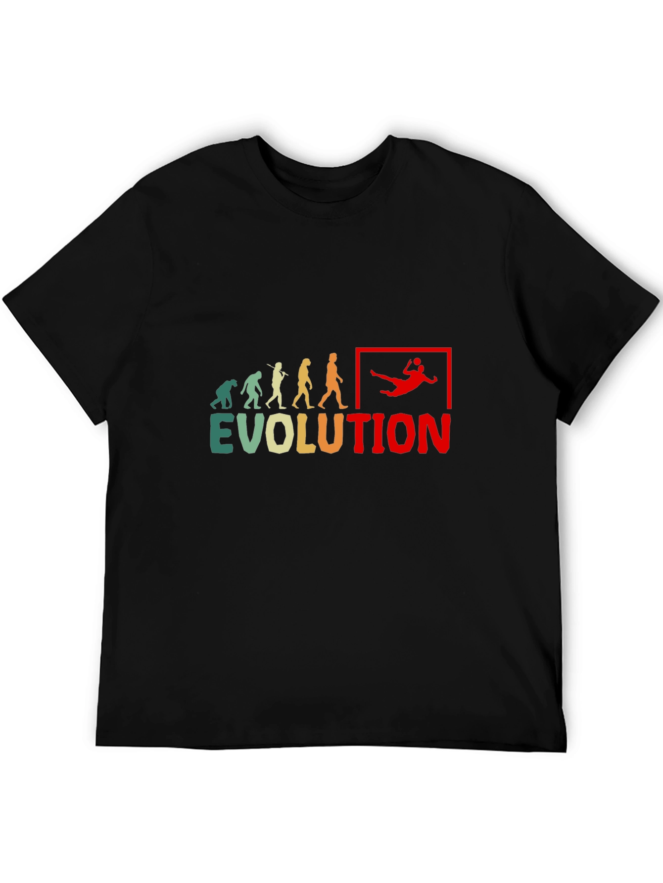 Black Evolution Handball Graphic Tee - Funny Sports T-Shirt view 5