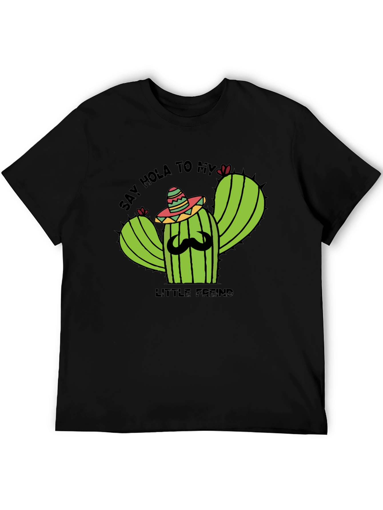 Black Hola Cactus T-Shirt - Funny Graphic Tee view 5