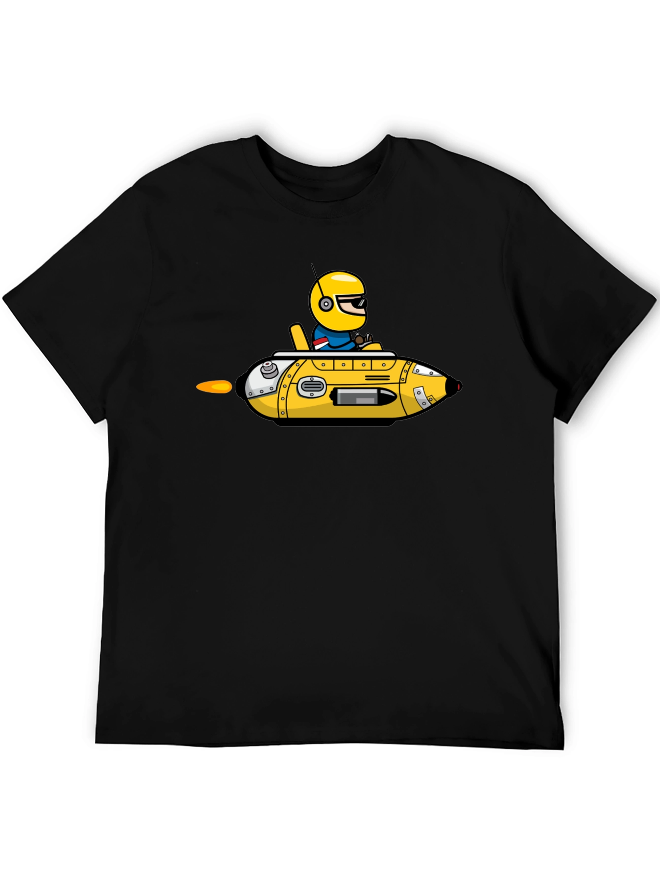 Black Cartoon Submarine T-Shirt view 5