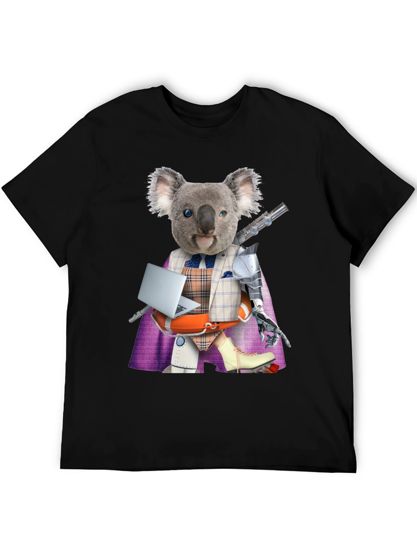 Black Koala Robot T-Shirt - Unique Graphic Tee view 5