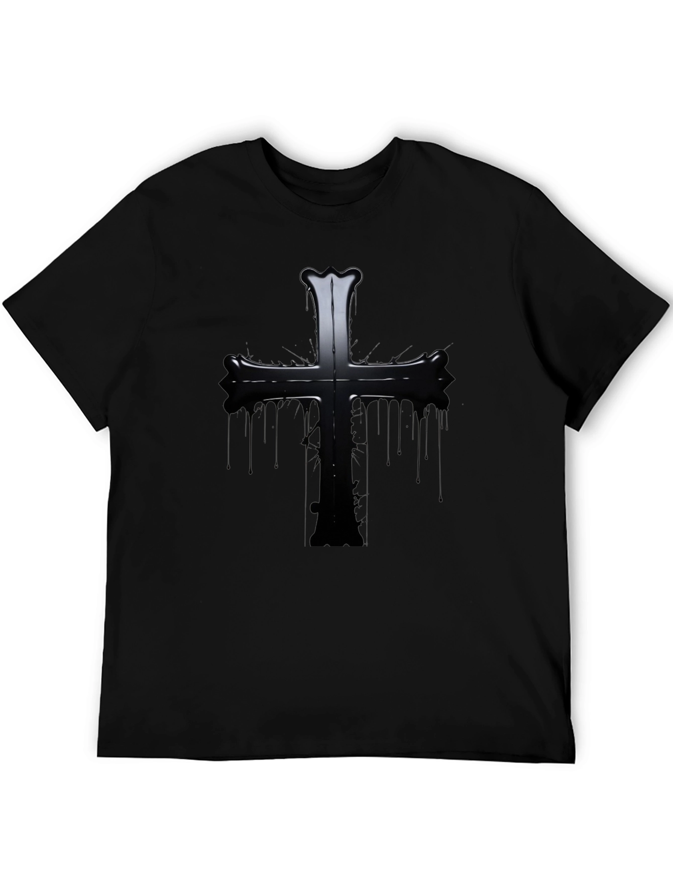 Black Gothic Cross Graphic Black T-Shirt view 5