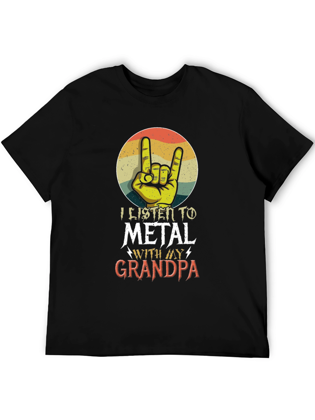 Black I Listen To Metal With My Grandpa T-Shirt view 5