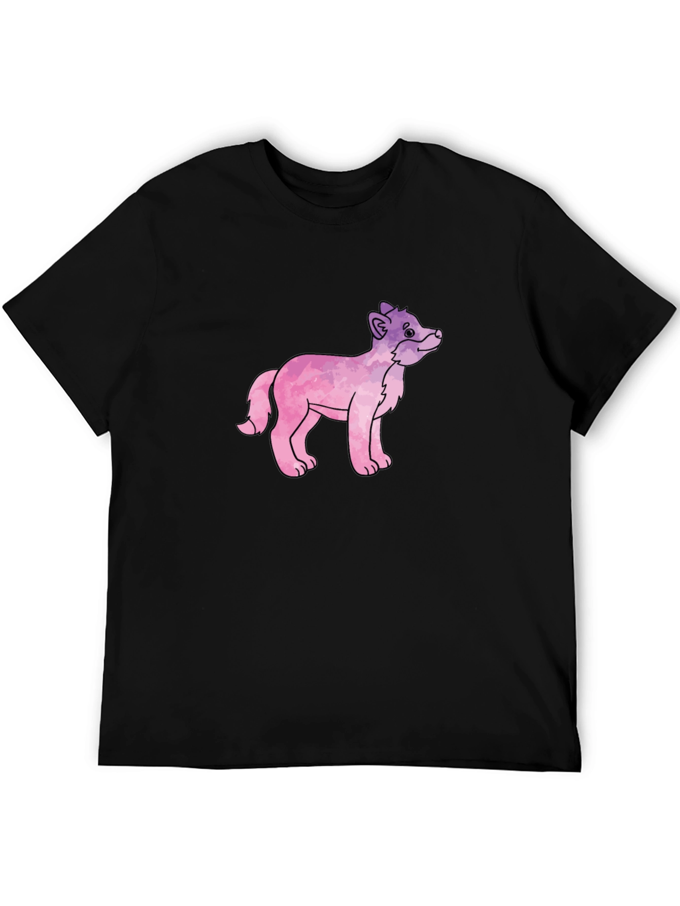 Black Watercolor Wolf Graphic T-Shirt - Soft Cotton Blend view 5