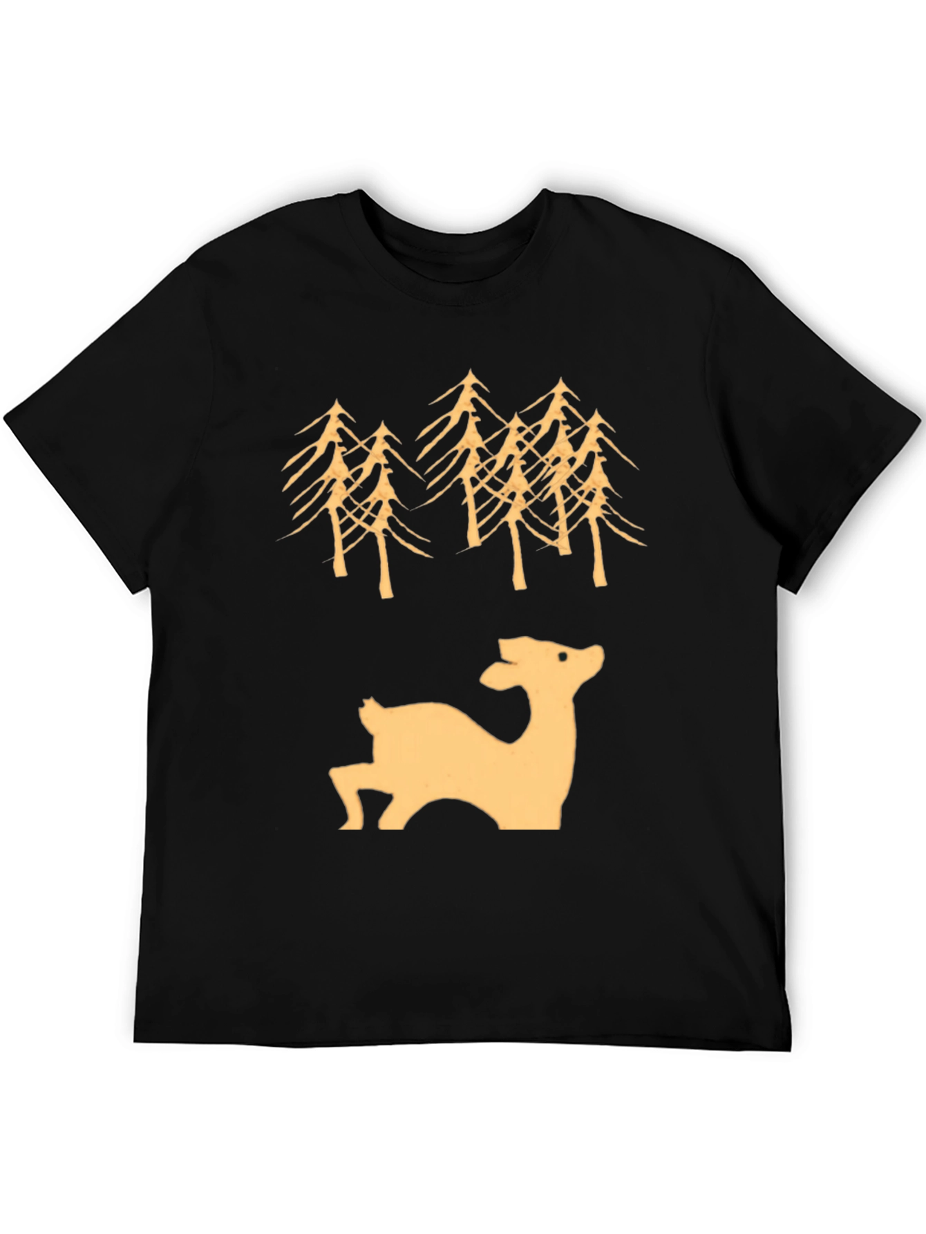 Black Deer & Trees Graphic Tee - Black view 5
