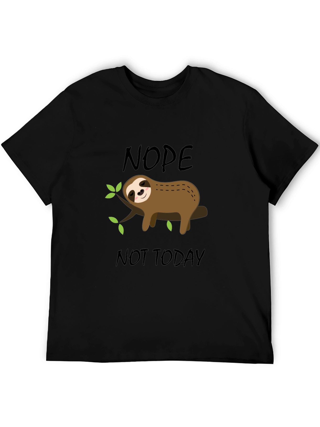 Black Nope Not Today Sloth Graphic T-Shirt view 5