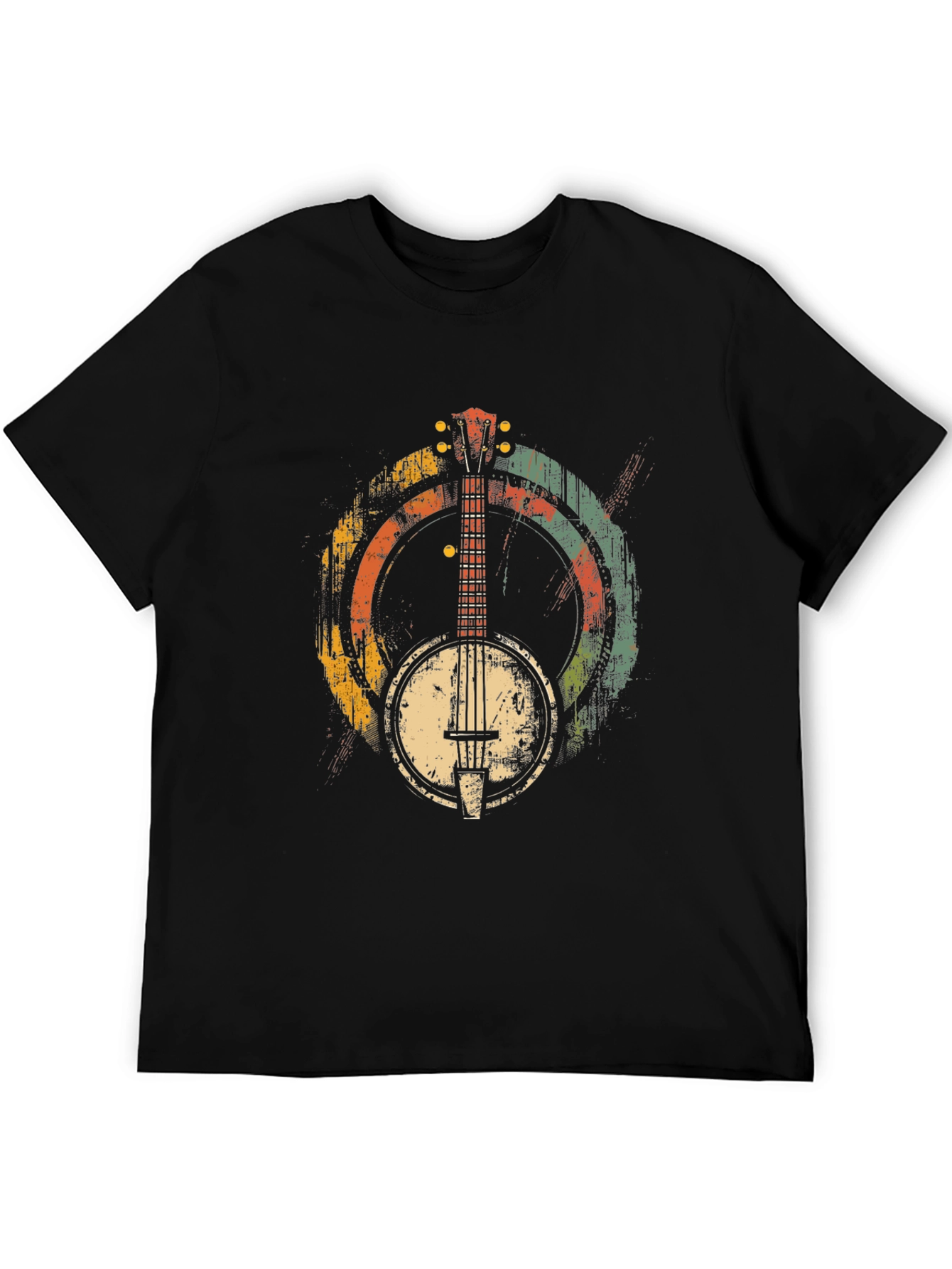 Black Retro Banjo Graphic Tee - Musical Style view 5