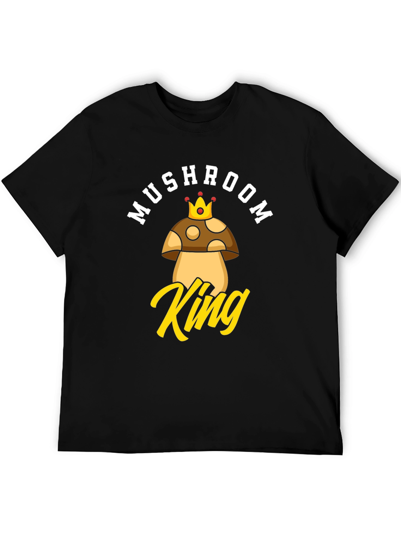 Black Mushroom King Graphic T-Shirt - Funny Novelty Tee view 5