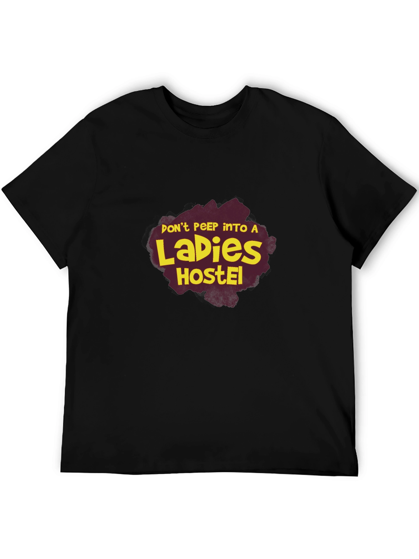 Black Don't Peep Ladies Hostel Graphic Tee view 5