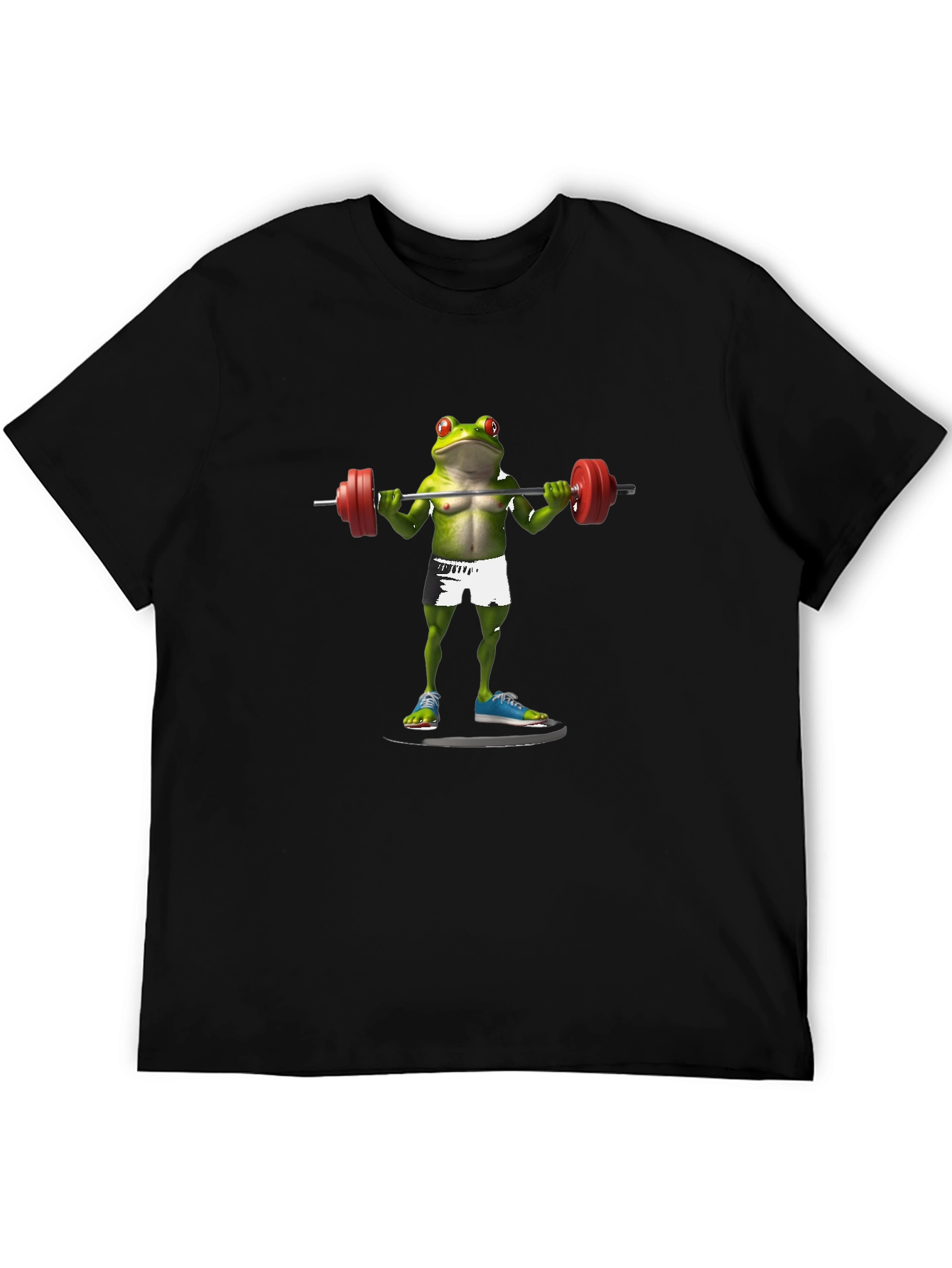 Black Frog Lifting Weights Graphic T-Shirt view 5