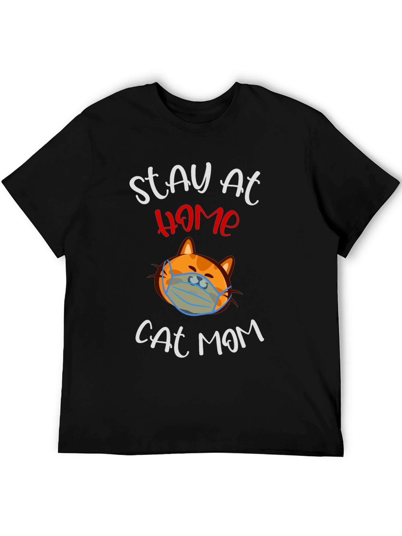 Black Stay at Home Cat Mom T-Shirt view 5