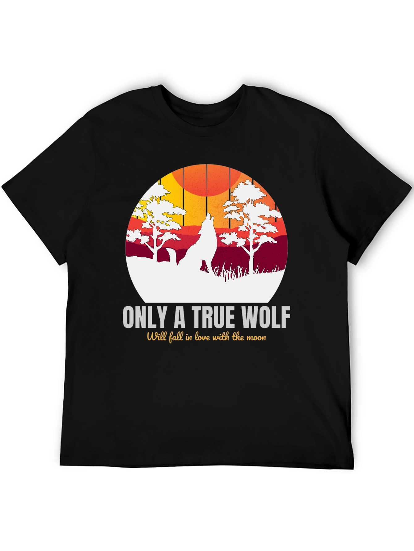 Black True Wolf Graphic Tee - Moon Lover Design view 5