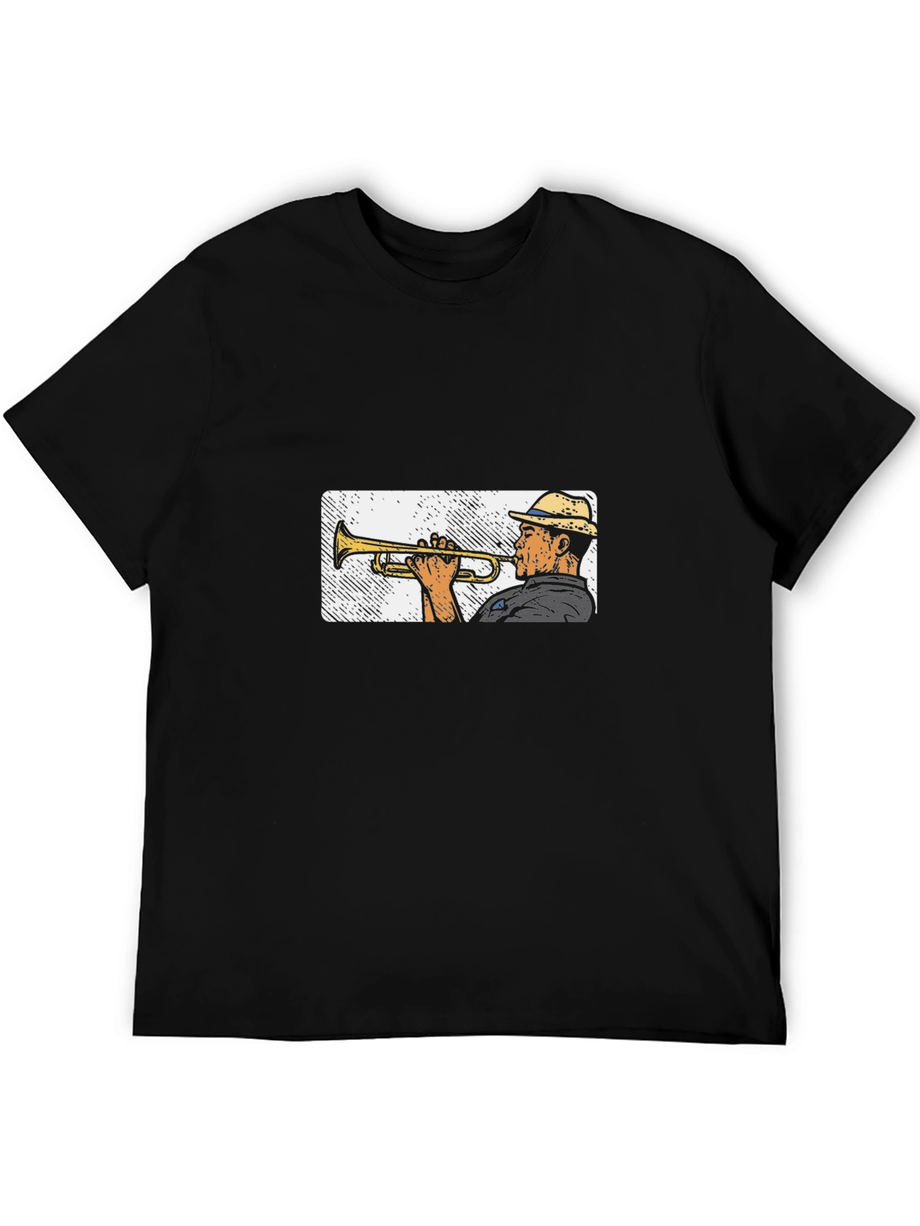 Black Cool Jazz Trumpet Graphic Black T-Shirt view 5