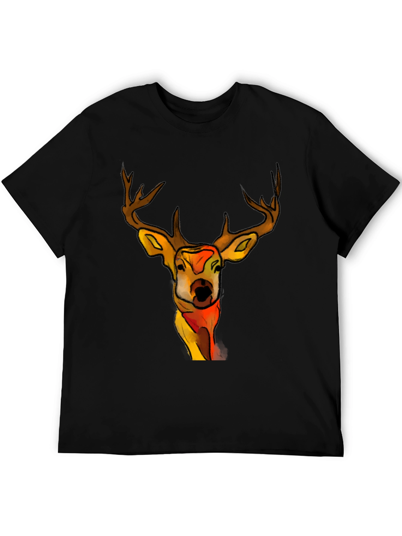 Black Deer Graphic Black T-Shirt - Unique Animal Tee view 5