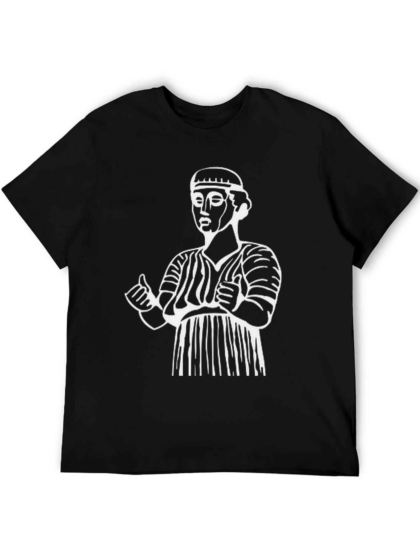 Black Ancient Statue Graphic Tee - Black Cotton Comfort view 5