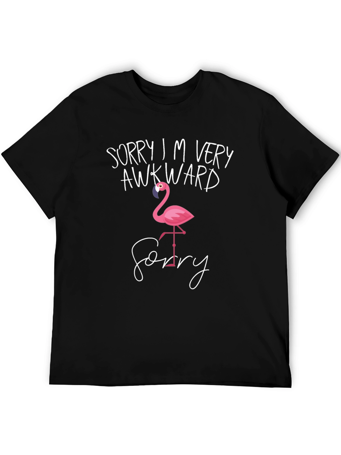 Black Awkward Flamingo Graphic Tee - Unisex Soft Cotton T-Shirt view 5