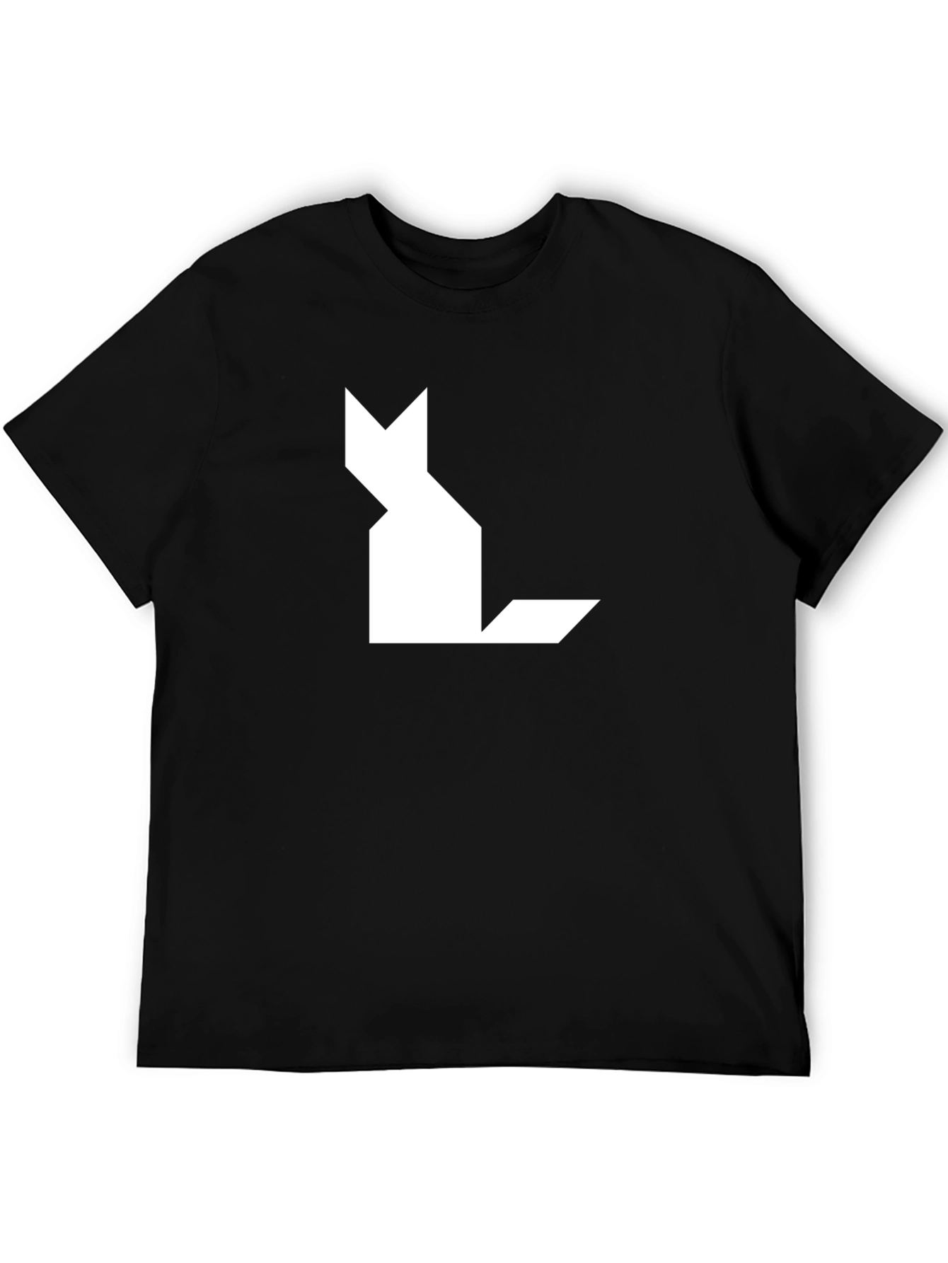 Black Geometric Cat Graphic Tee - Modern Black T-Shirt view 5