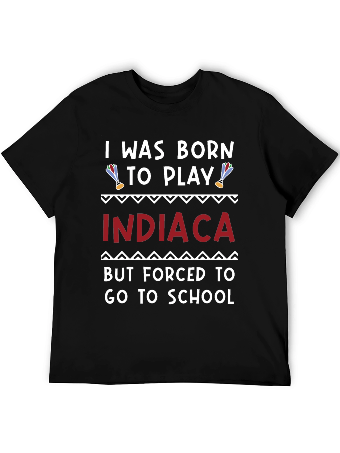 Black Born to Play Indiaca T-Shirt view 5
