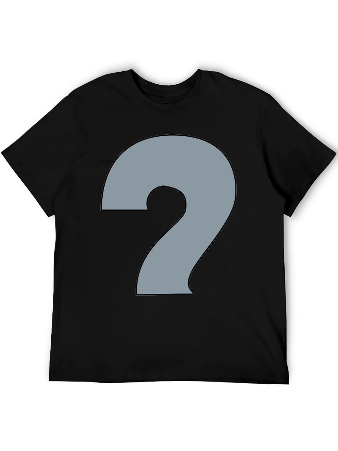 Black Men's Black T-Shirt with Question Mark Graphic view 5