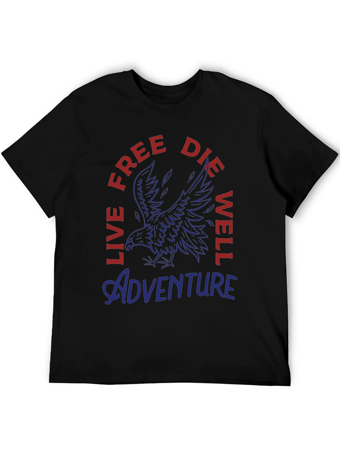 Black Adventure Eagle Graphic Print Men's T-Shirt view 5