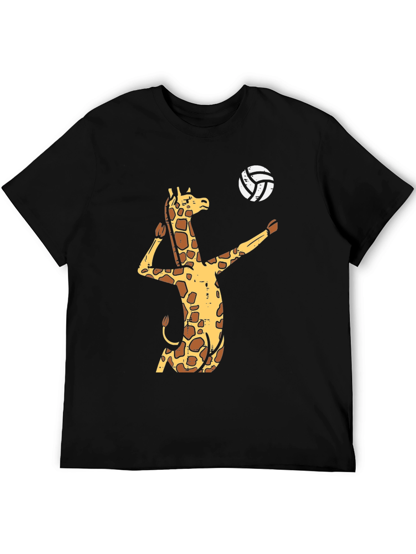 Black Giraffe Volleyball Graphic T-Shirt - Funny Animal Tee view 5