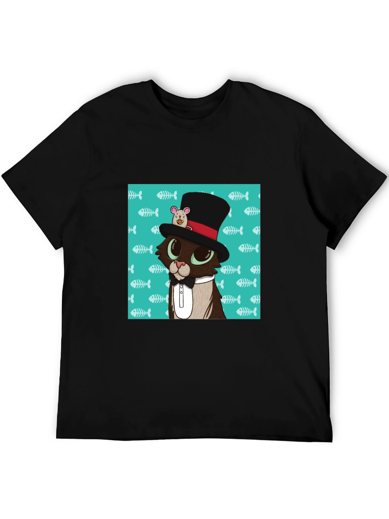 Black Cat in Hat T-Shirt view 5